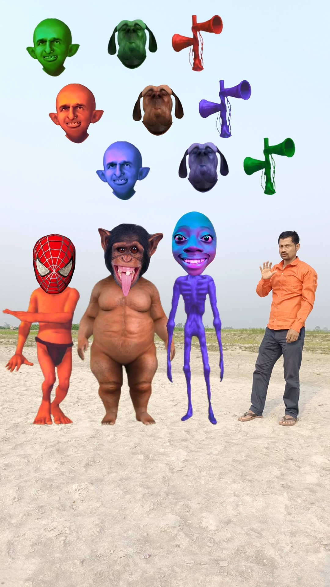 Red jocker Purple siren \u0026 fat dog vs me correct head matchingfunny vfx Game #funny #trending